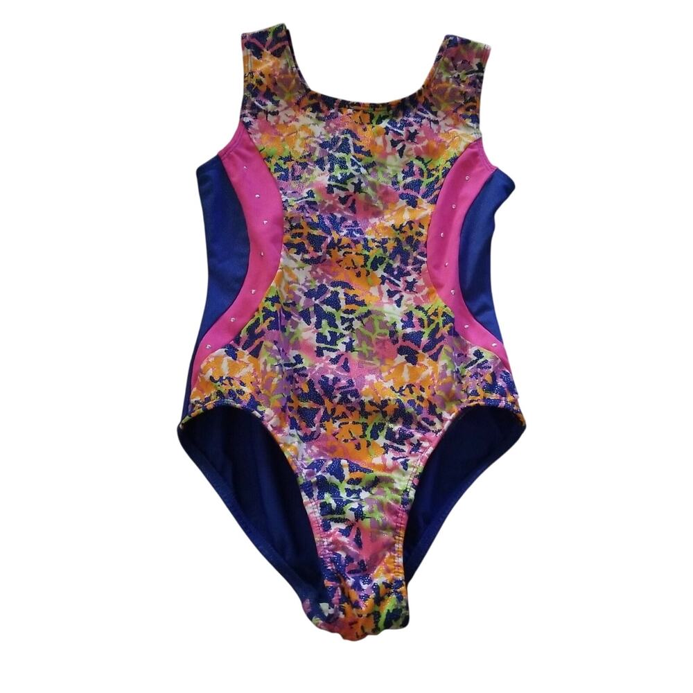 Freestyle DANSKIN Girls Dance Leotard Ballet Tap Gymnastics Blue Multi Size 6/6X